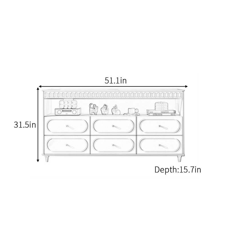 Buffet simple de luxe de style crème clair, H 31,5 po x l 51,1 po x P 15,7 po