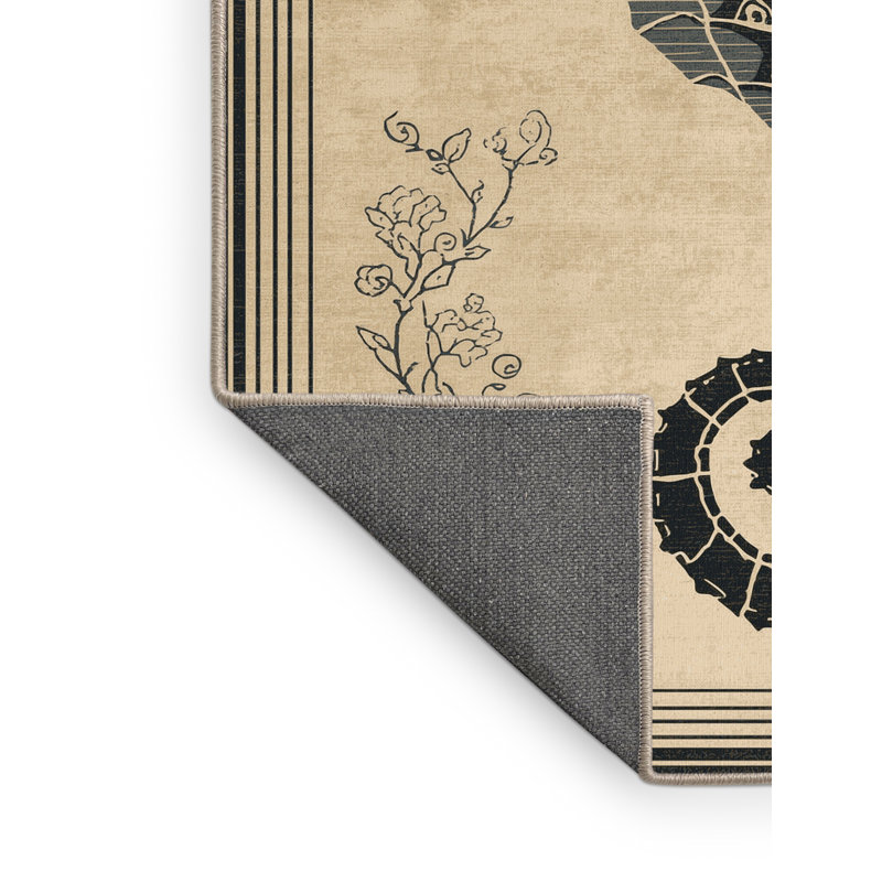 Tapis oriental moelleux moelleux en hippocampe classique beige, 6 x 9