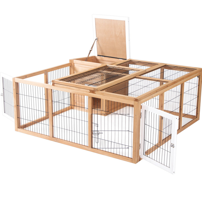 Cage pour petits animaux, maison principale ouverte, intempéries, accès pratique, nettoyage et alimentation du cobaye - matériau en bois naturel, toit imperméable, intérieur spacieux, animaux faciles à entretenir