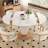 Sintered Stone Solid Wood Oak Cream Dining Table-108192033