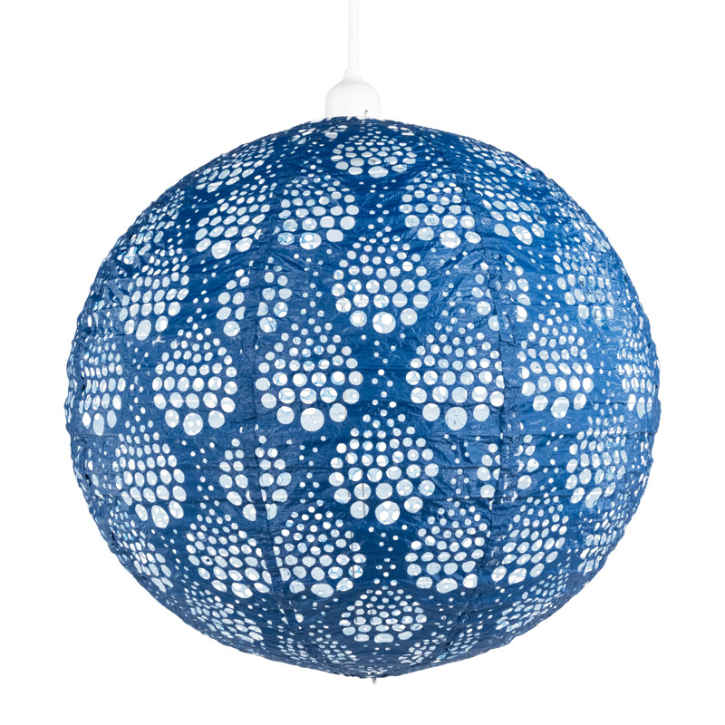 Marine Blue Dewdrop Patterned Tyvek Pendant Lamp