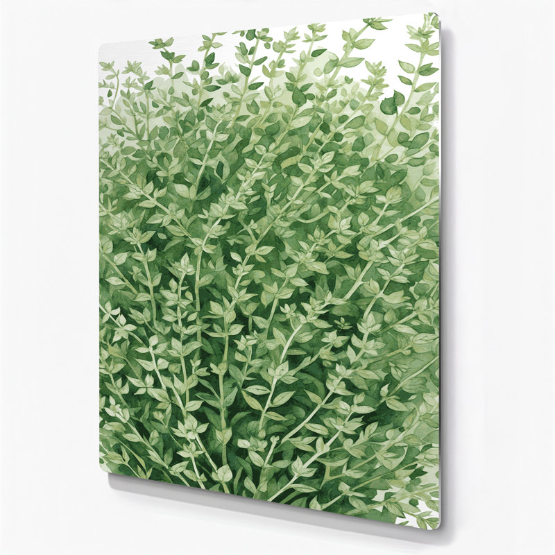 Aquarelle botanique 62, art mural vert en métal, H 14 po x l 11 po