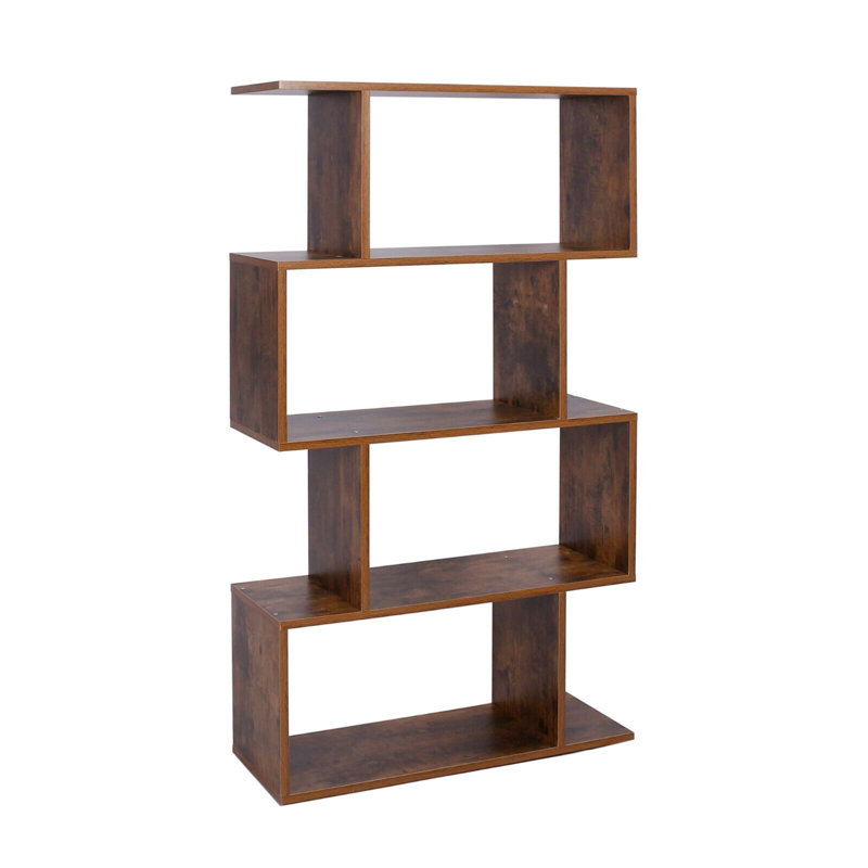 Seese 126.5cm H x 67cm W Geometric Bookcase, Walnut