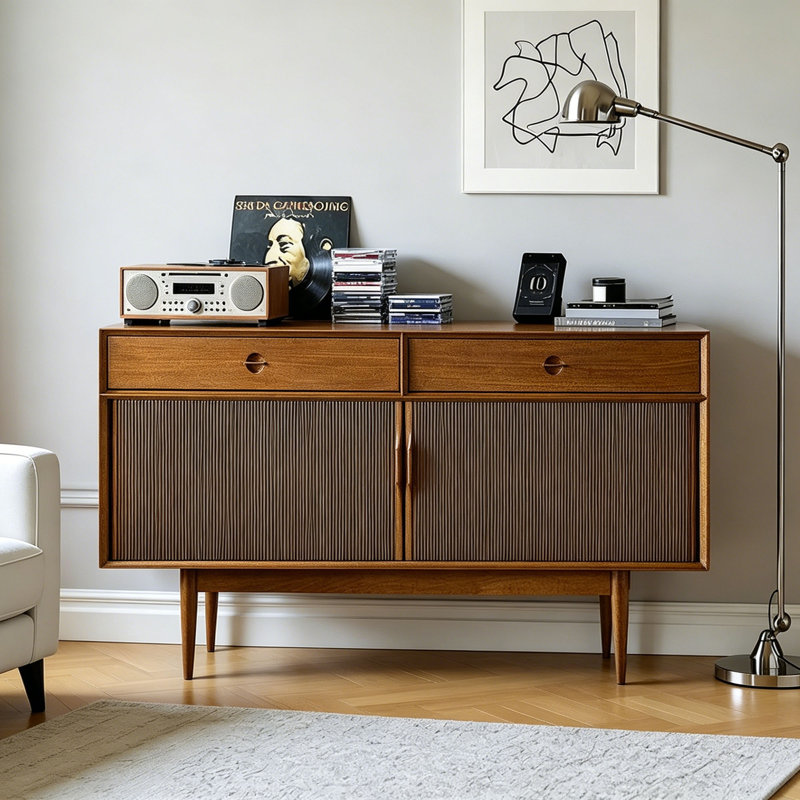 Buffet simple et rétro avec rangement, H 31,49 po x l 59,05 po x P 16,92 po