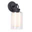 Lanterne murale d'extérieur en verre givré noir mat H 13,4 po Addrienne