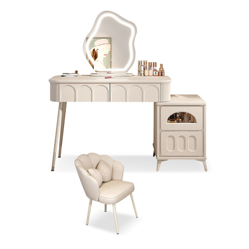 Makeup Vanity with Light mirror,4 drawers,Power Outlet