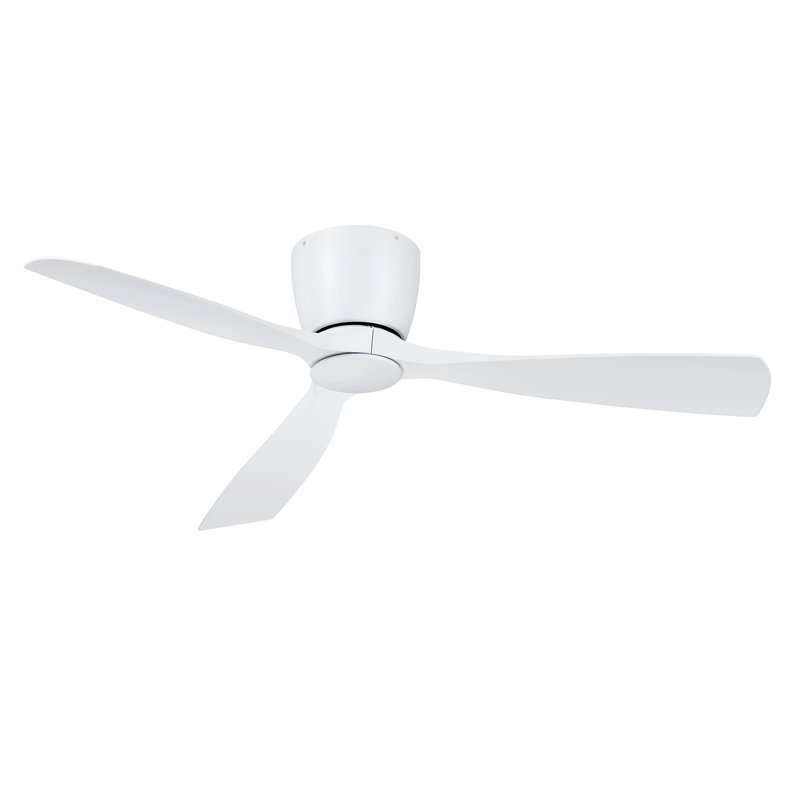 Klinch 52 inch Indoor/Outdoor Flush Mount Ceiling Fan with LED Light Kit and Remote Control - Matte White, Matte White