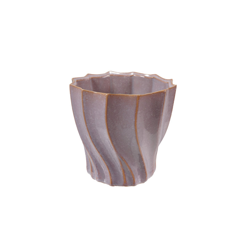 Stoneware Swirled Planter In Reactive Glaze, Purple