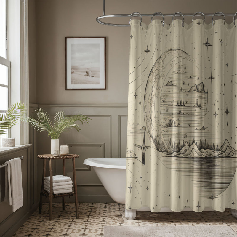 Noyack Abstract Shower Curtain, 74"H x 71"W