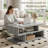 Modern Geometric Coffee Table with 3-tier Open Storage Shelf, Grey