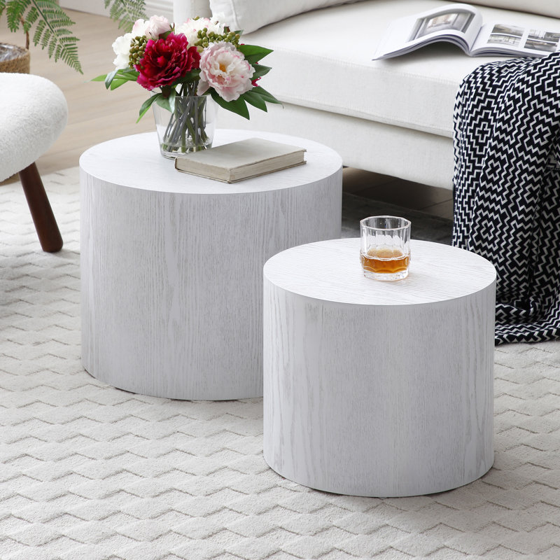 Ensemble de 2 tables basses rondes, Blanc