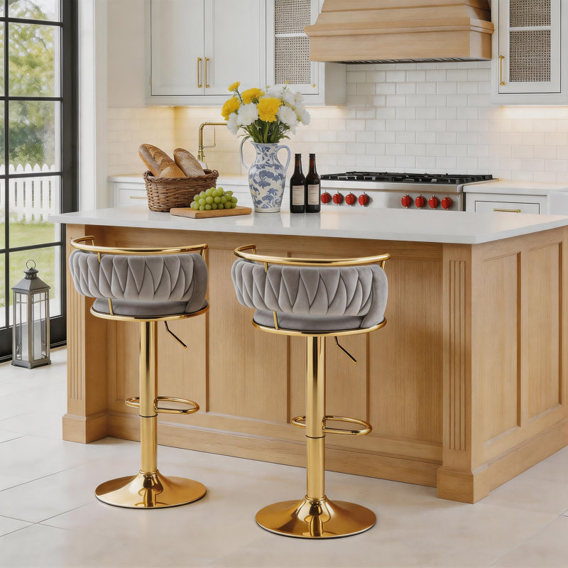 Tabouret de bar Christal, Gris, Gold