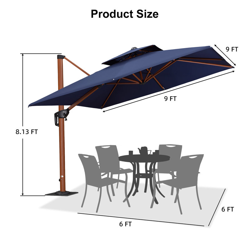 Parasol de luxe carré Rejane, Bleu marine