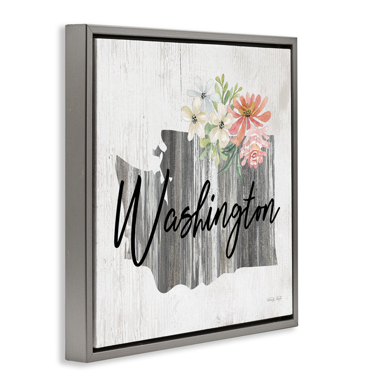 «Shabby Elegance Washington» par Cindy Jacobs, Cadre flottant gris lustré, H 18 po x l 18 po
