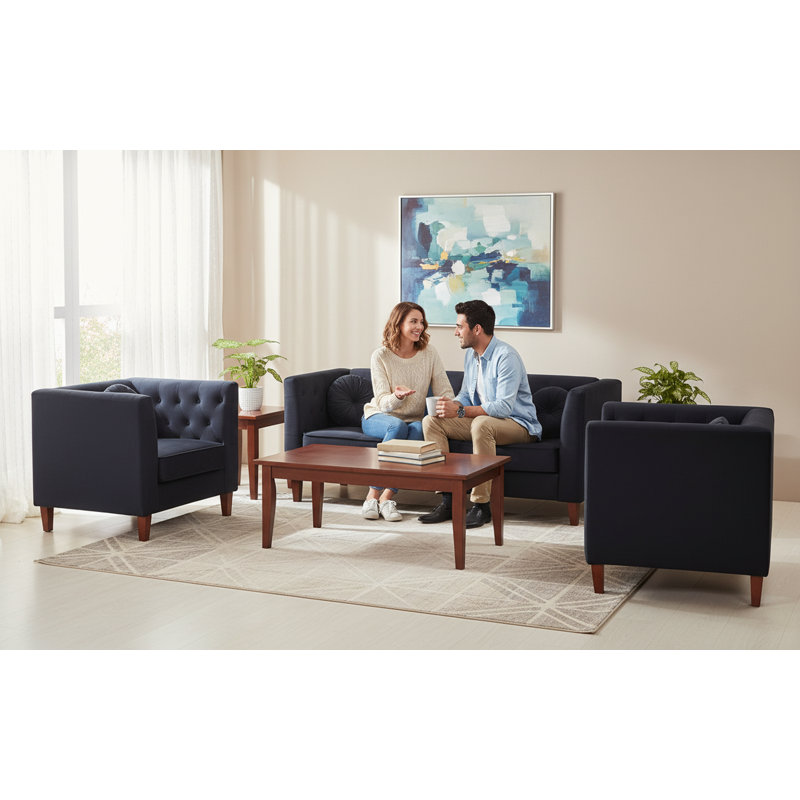 Ensemble 3 pièces chaise, causeuse et canapé en velours, Noir