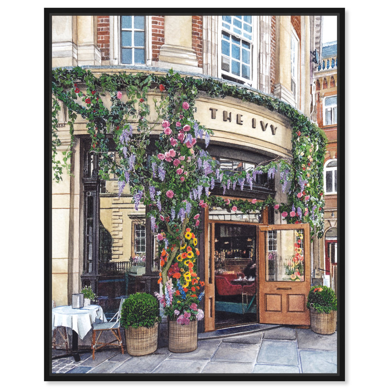 «Cafe Time» - peinture sur toile, Toile avec cadre noir, H 30 po x l 24 po