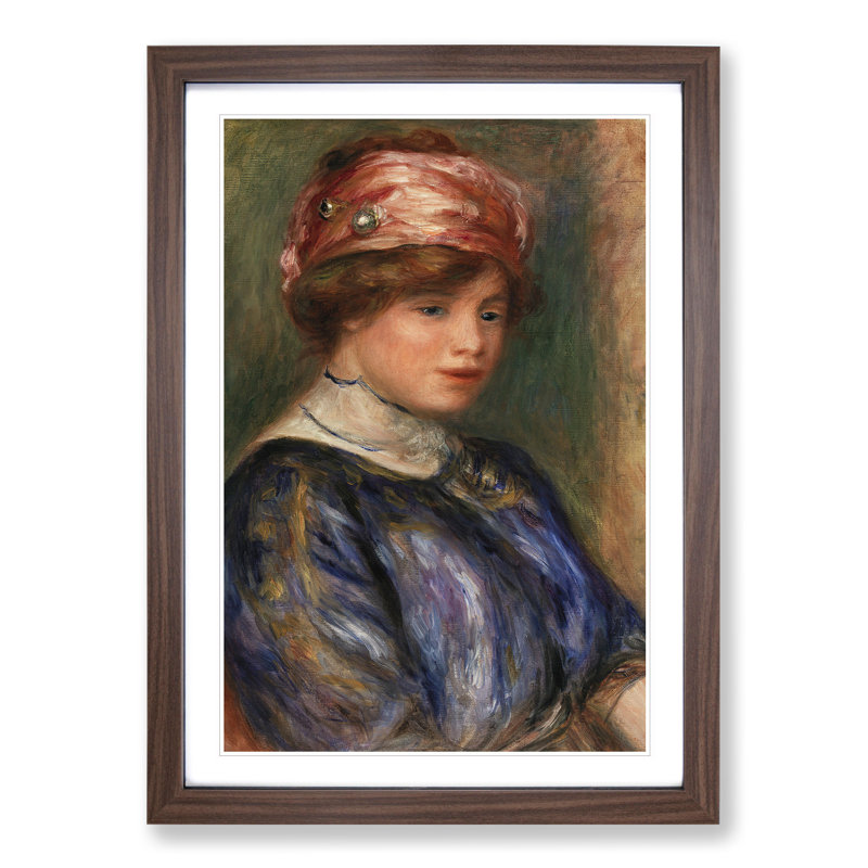 Portrait of a Woman Vol.2 by Pierre-Auguste Renoir - Picture Frame Painting on MDF, 36cm H x 27cm W x 2cm D, Walnut Framed