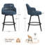 Tabouret de comptoir pivotant Kepler 26"H rembourré avec pieds en métal, design capitonné (ensemble de 3)-366180662-366180663