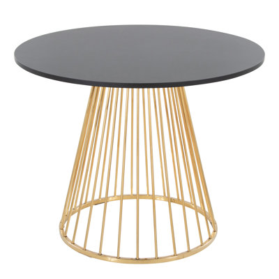 Table de salle à manger contemporaine en métal doré et panneau de fibres à densité moyenne noir