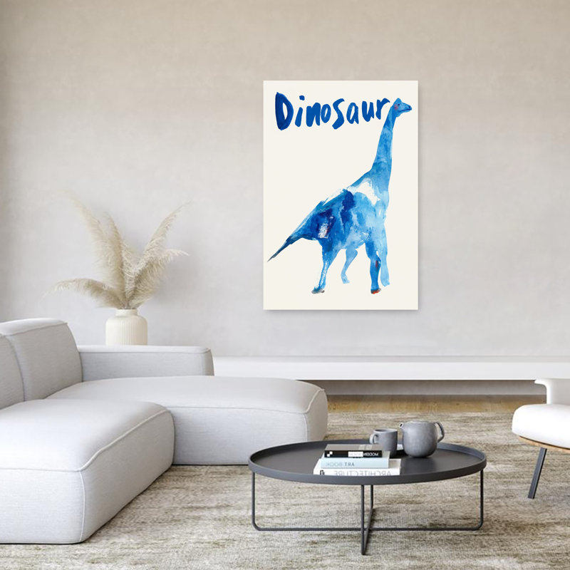 Art mural abstrait animal ludique bleu, 60" H x 40" W