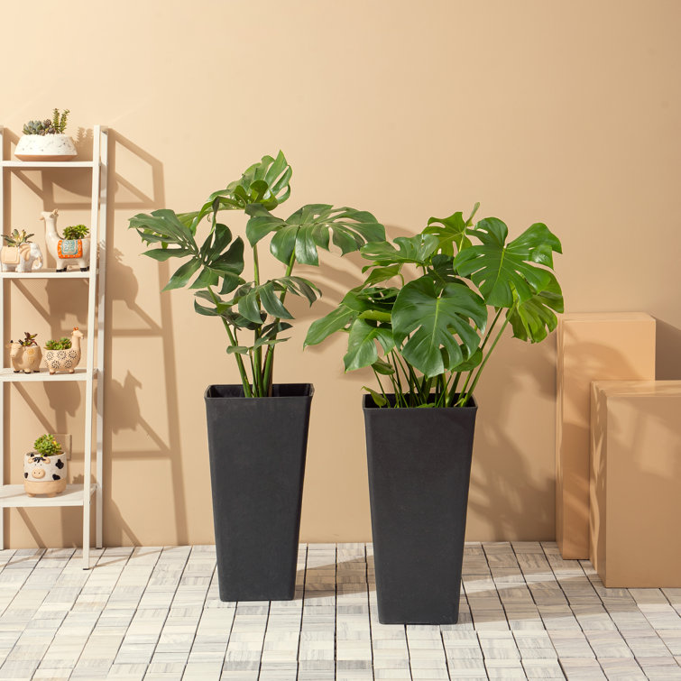 Amimma Tall Planters, 2 Set Large Rectangular Tall Planters for Outdoor Plants