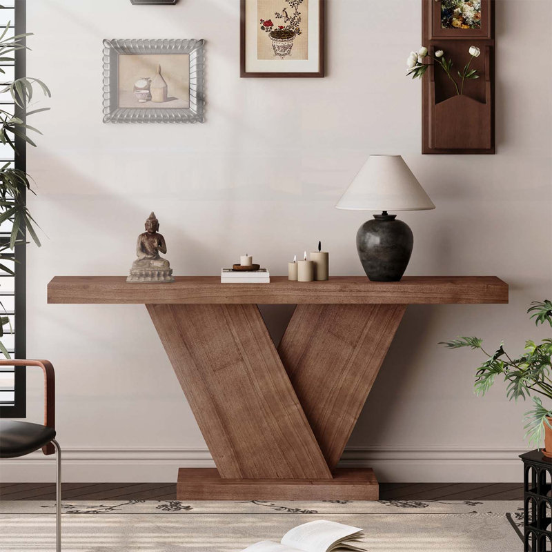 Table de couloir robuste pour petits espaces, Noyer