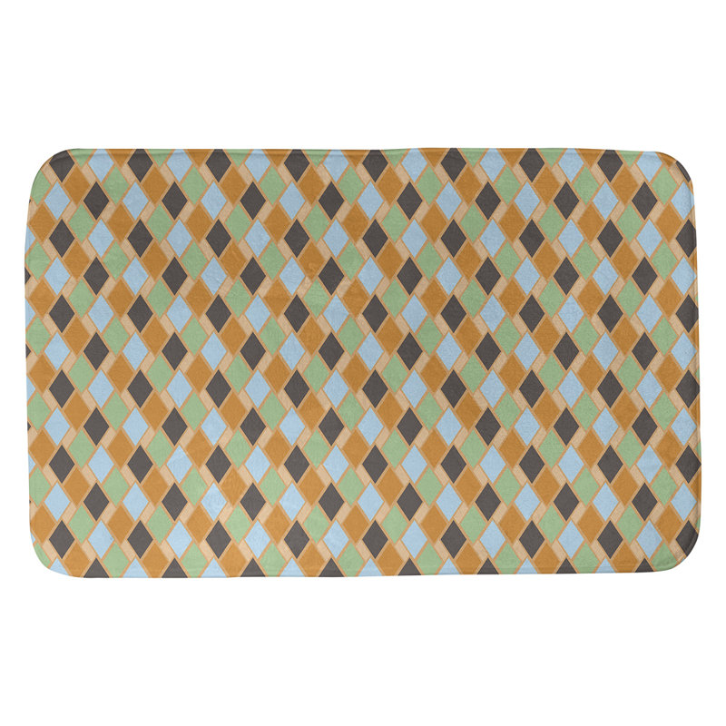 Tapis pour salle de bain rétro diamants Leffel, l 17 po x L 24 po, Orange