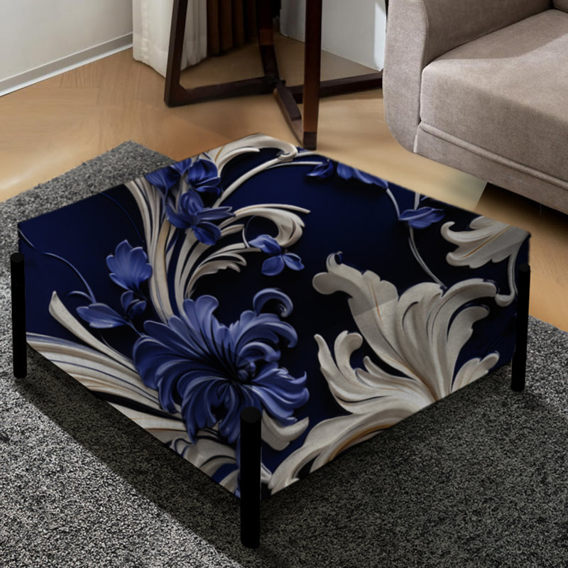 Grand repose-pieds carré bleu Cobalt