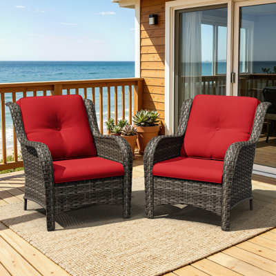 Ensemble de 2 chaises de patio en osier pour l'extérieur