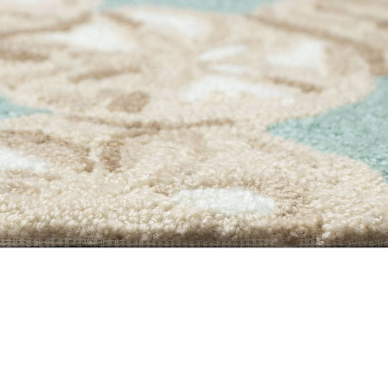 Tapis intérieur / extérieur brun / blanc / sarcelle 1 pi 8 po x 2 pi 6 po Anjuman