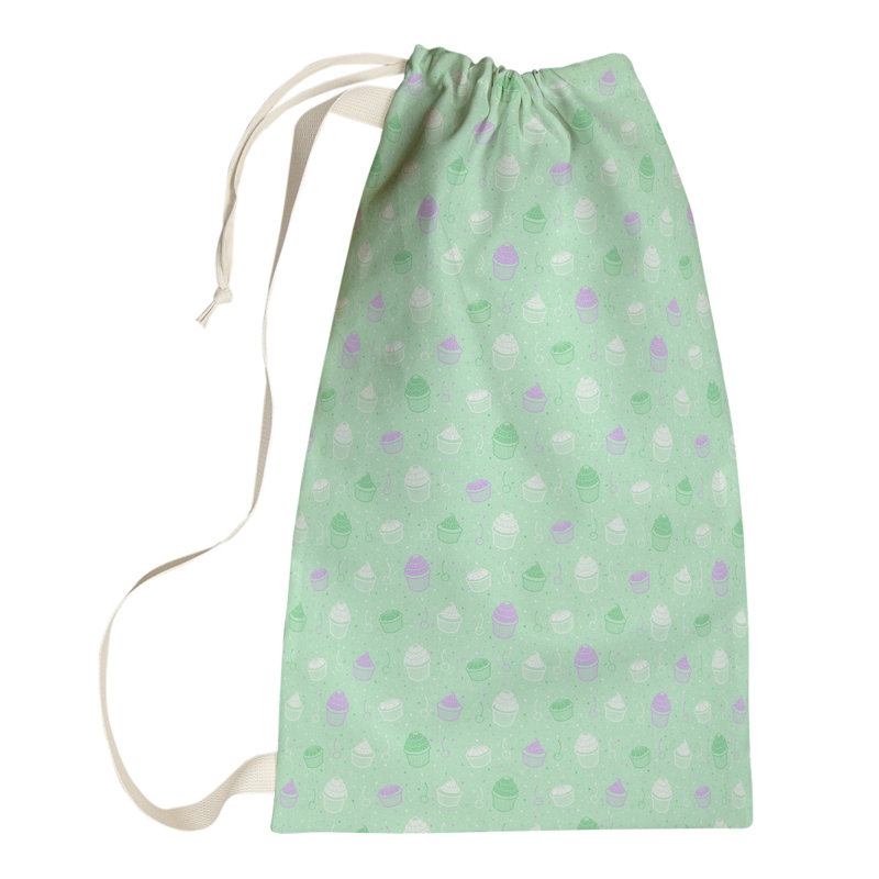 Sac à linge pastel petits gâteaux, Petit (H 64 po x l 20 po x P 1,5 po), Vert / Mauve