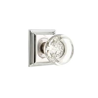 Ensemble de boutons de passage Emtek avec rosette Wilshire et bouton de verre Georgetown