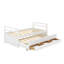 Lit simple avec tête de lit, pied de lit, lit gigogne et trois tiroirs de rangement, lit simple en bois de pin avec tête de lit et pied de lit-114346292