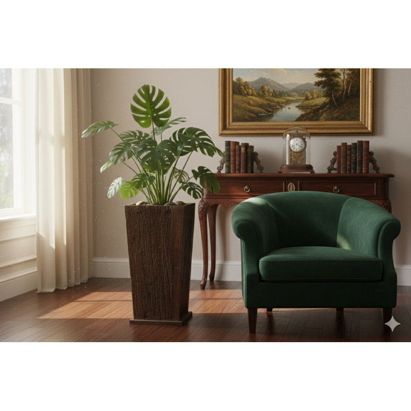 Jardinière en bois naturel H 31,5 po et L 16 po