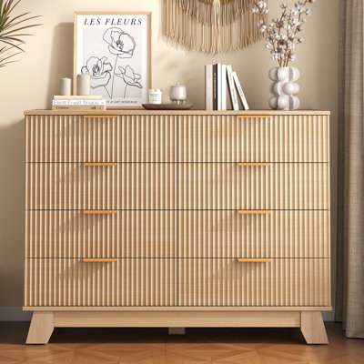 Celyn Fluted Dresser, Modern Chest of Drawers, Wood Storage Organizer