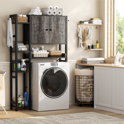 Armoire de rangement à 7 niveaux avec portes, organisateur de salle de bain avec tablette réglable