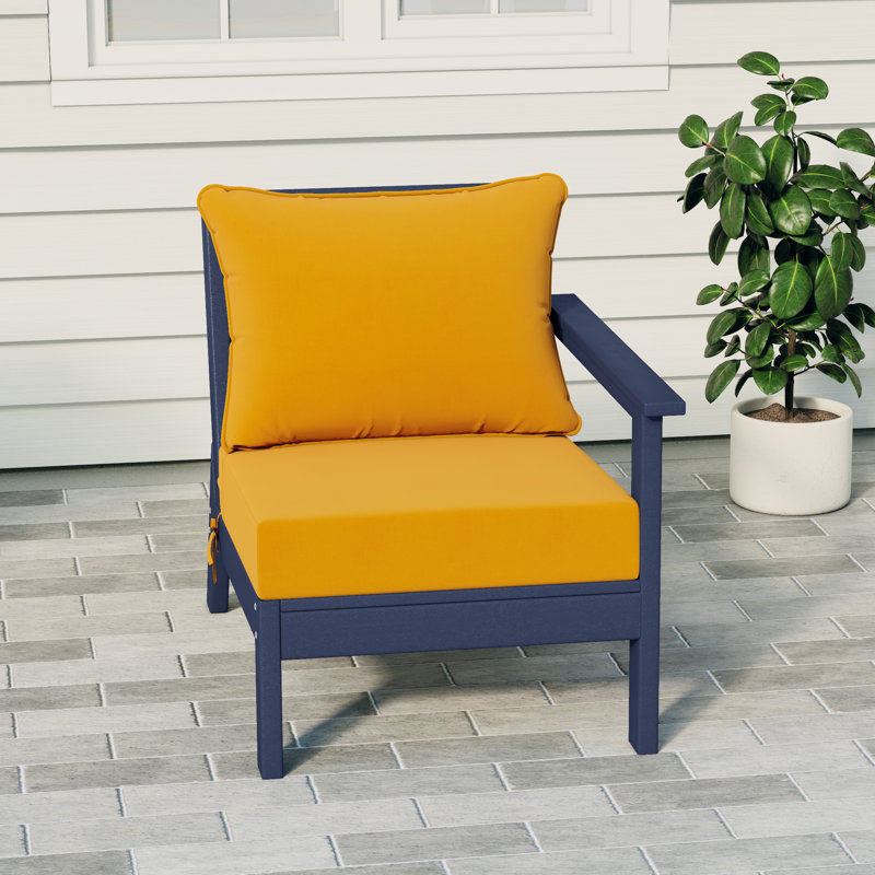 Fauteuil à assise profonde avec coussins profonds, Jaune, Navy Blue