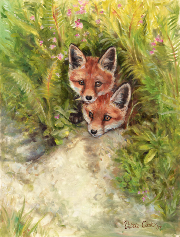 Drapeau de jardin à 2 côtés fox oursons peepers par debbie cook, H 28 po x l 40 po