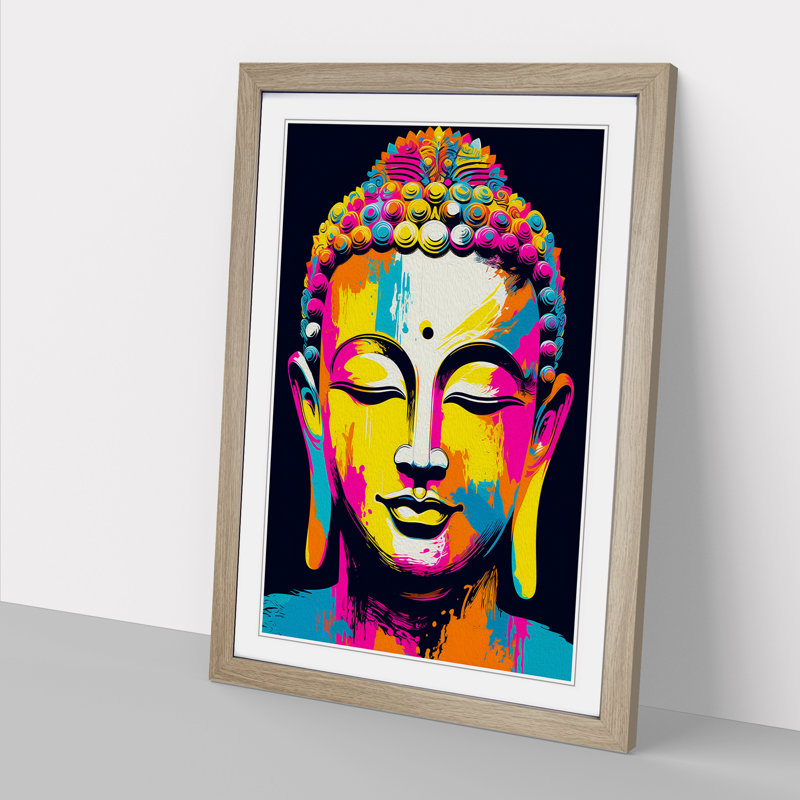 Buddha Pop Art - Framed Print, Oak Framed, 64cm H x 46cm W x 2cm D