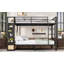 Grand lit superposé en métal avec tablettes de rangement, tiroirs et panneau perforé pour adolescents, design compact et multifonctionnel en noir