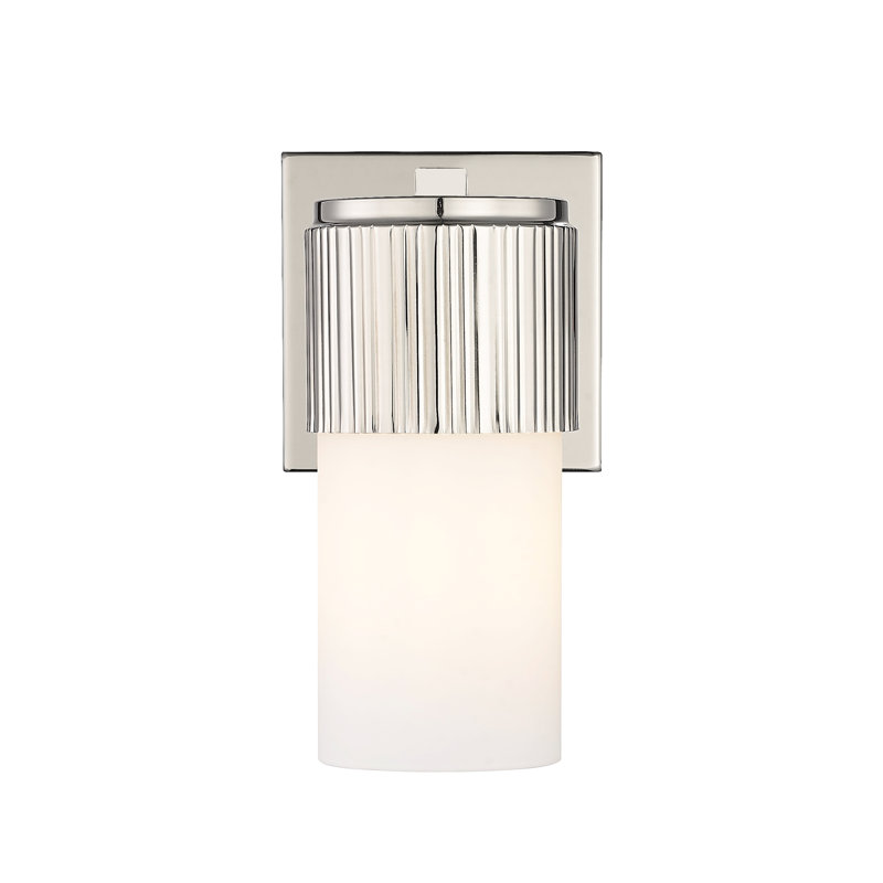 Applique murale 1 lumière 12 "Bolivar, Blanc mat, H 7,5 po x l 5,1 po x P 4 po, Nickel satiné