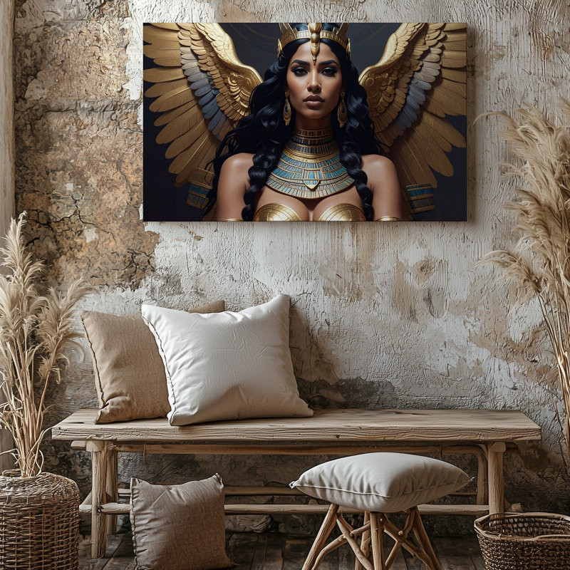 Art mural sur toile, déesse ailée dorée, Warrior Queen, H 30 po x l 30 po