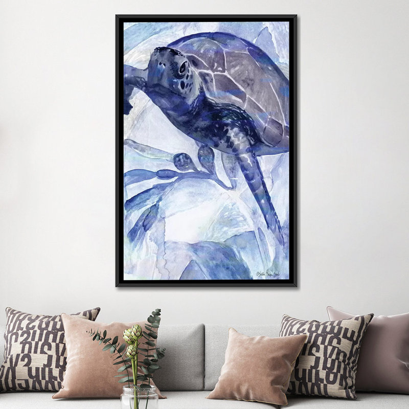 Parmi les herbes de mer II - reproduction d'art, H 60 po x l 40po x P 1,5 po, Toile avec cadre noir, Aucun mat