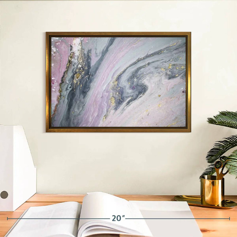 Luper rose et gris, Cadre flottant doré, 13 po x 9 po