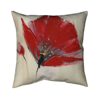 Two red flowers - 16"x16" Throw pillow cover - Poly twill - Print on demand