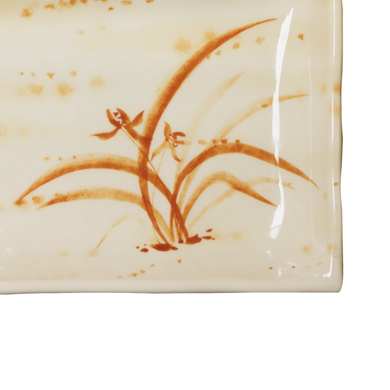 Assiette rectangulaire à pain et à beurre orchidée en mélamine 4,72 po