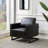 Lincoln Modern Leather Accent Chair with Stainless Steel Base – Contemporary Boxy Armchair, Single Seater Side Chair for Living Room, Bedroom, Office & Lounge-797541884-724137687
