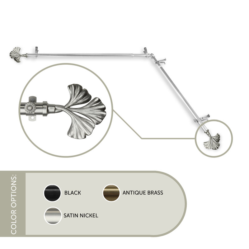 Tringle à rideaux d'angle simple Nannie, 66 po à 120 po, Nickel satiné