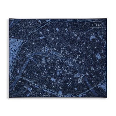 Blue Detailed Paris Map Canvas, design by Phillipa Katz