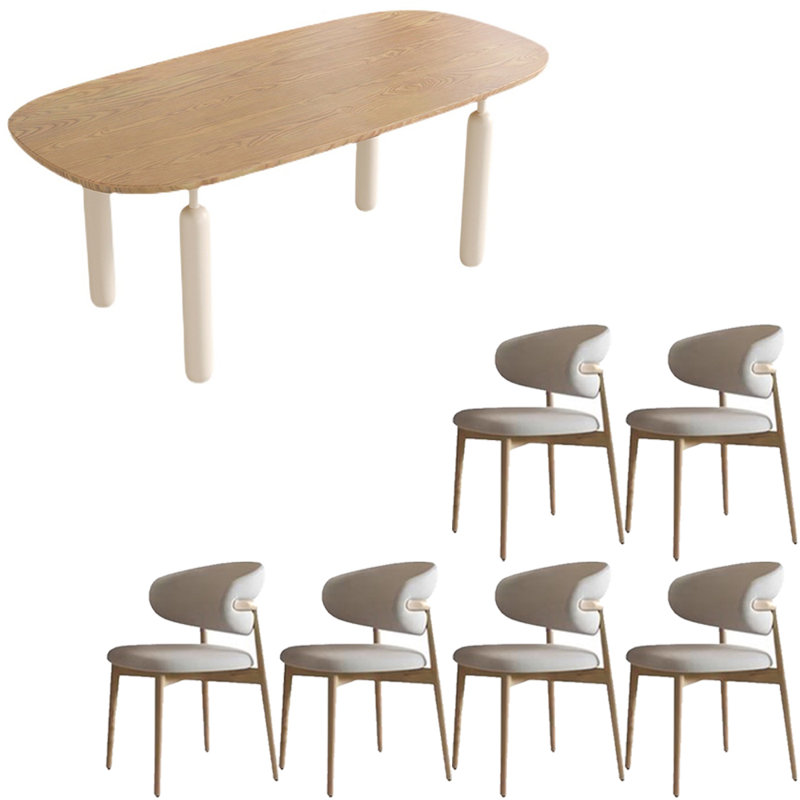Ensemble de table de salle à manger ovale en bois massif de style français, H 29,5 po x L 62,9 po x l 27,5 po